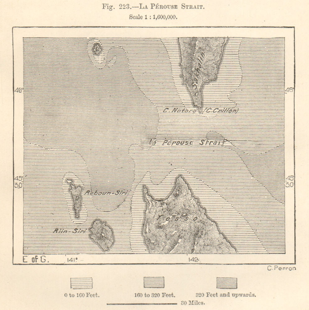 La Perouse Straight, Sakhalin Rebun Rishiri Yezo. Russia Japan. Sketch map 1885